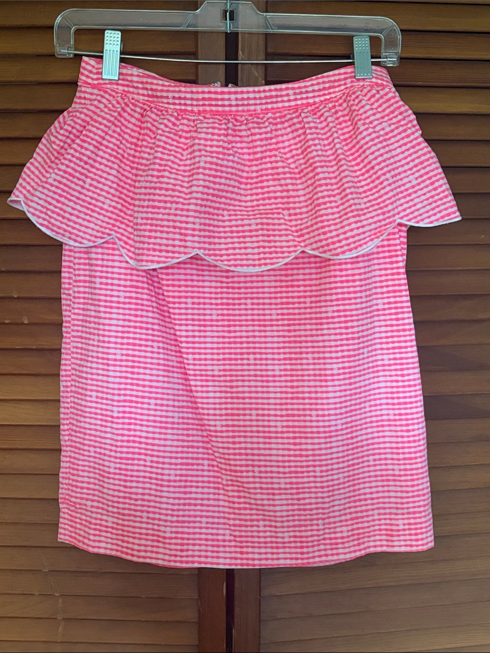 Lilly Pulitzer Pink Gingham Scalloped Peplum Pencil Skirt